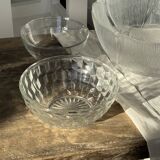 Small vintage glass bowl with a cube pattern.