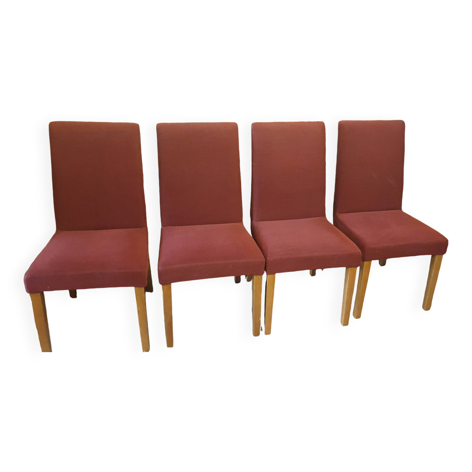Lot 4 chaises bo concept velours rouge