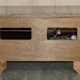 Vintage military furniture with hidden turntable, 1970s style.