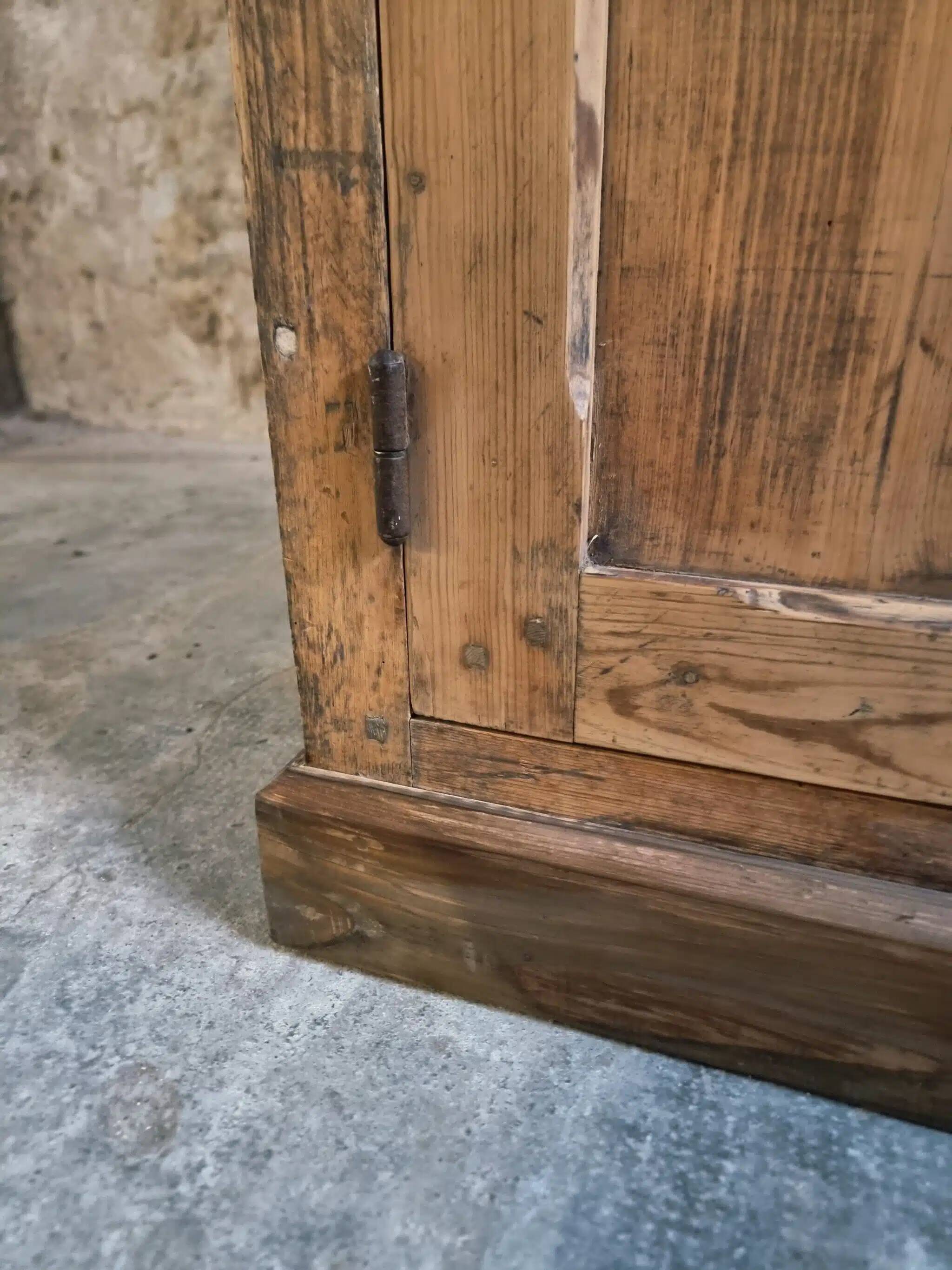 Antique French work cabinet in pine with two doors – rustic country style
