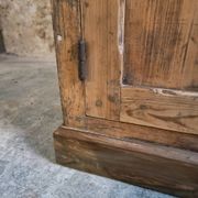 Antique French work cabinet in pine with two doors – rustic country style