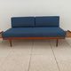 Vintage Norwegian Daybed sofa in teak and petrol blue fabric by Ingmar Relling for