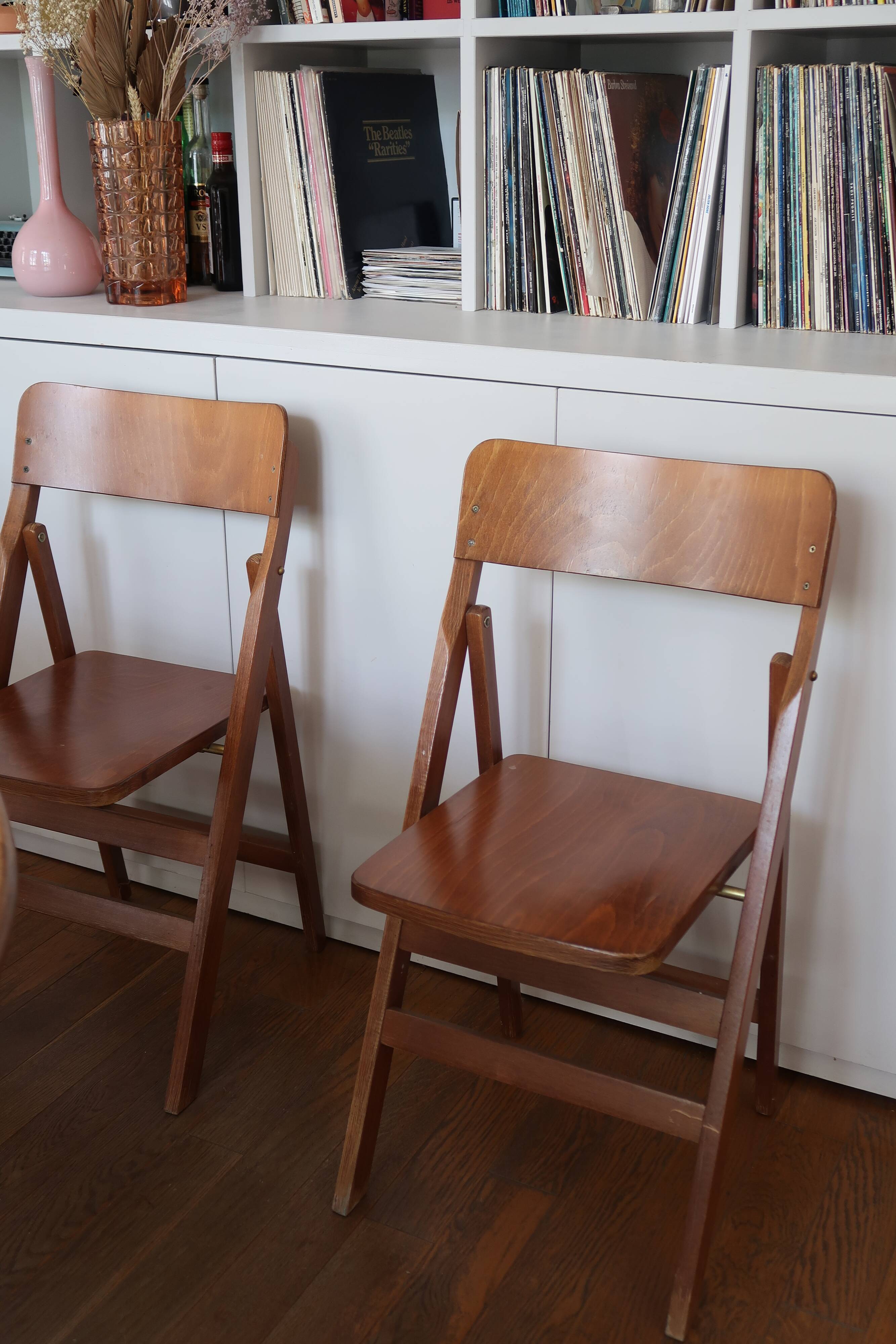Lot de 6 chaises pliantes scandinaves 1960