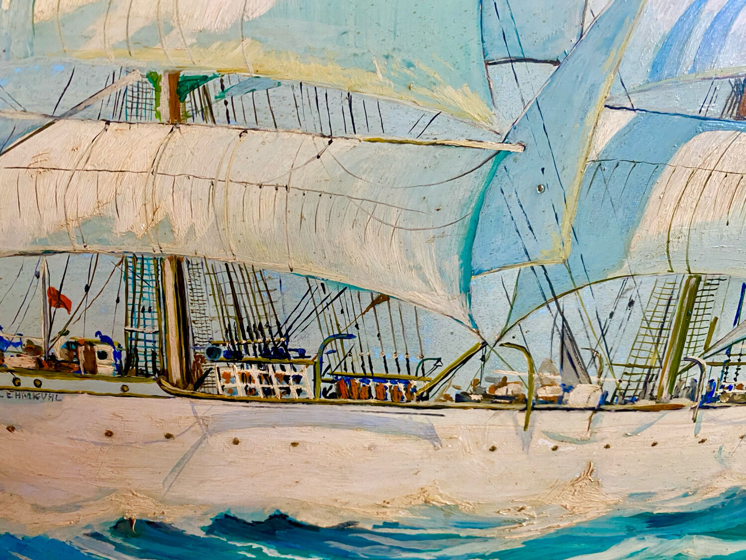 Peinture maritime originale – “Statsraad Lehmkuhl”, voile norvégienne