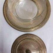 Glass and Brass Candy Dish with Bowl
