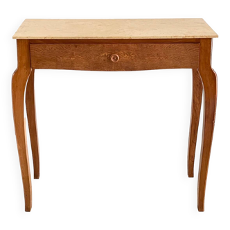 Bureau console bois et marbre vintage