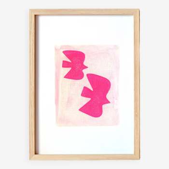 Painting on paper - h190 - neon pink - signed eawy