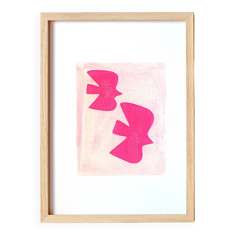 Painting on paper - h190 - neon pink - signed eawy