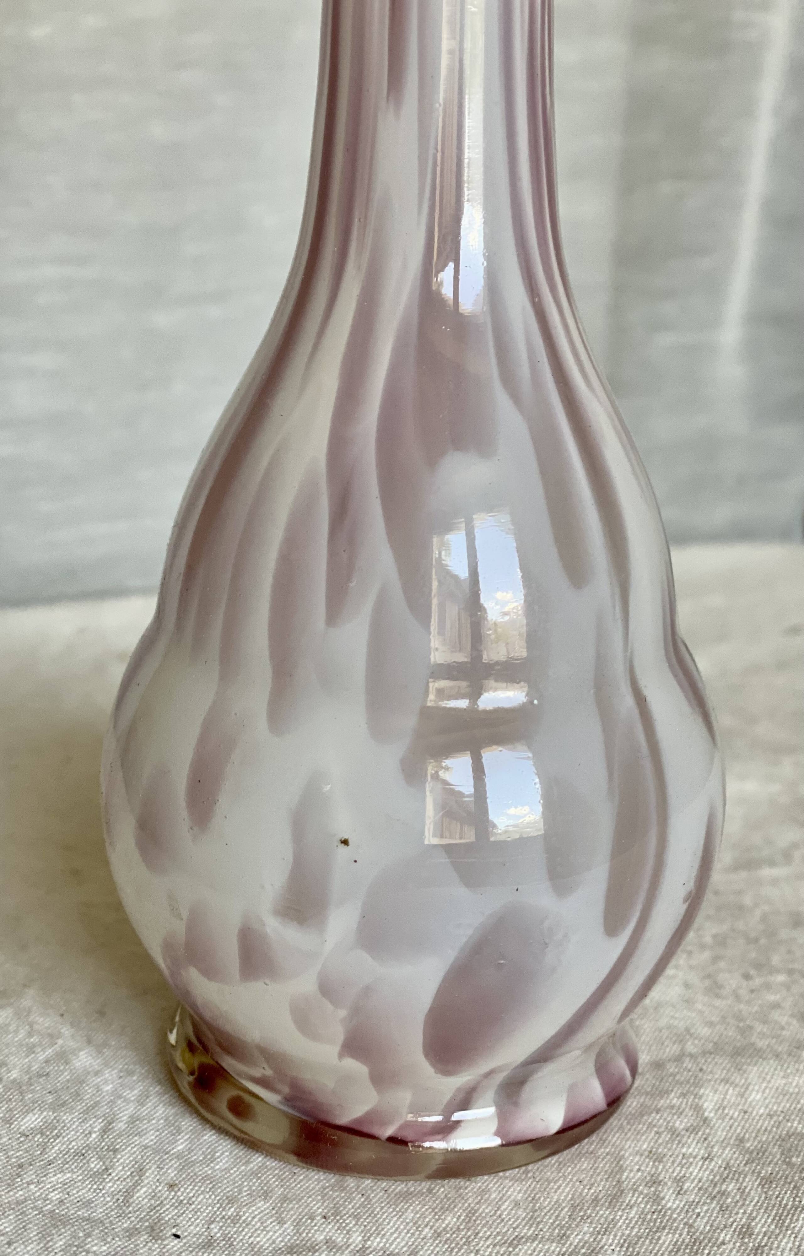 Clichy vase 1900 speckled opaline white and pink