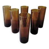6 large vintage tube glasses