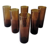 6 grands verres tubes vintage