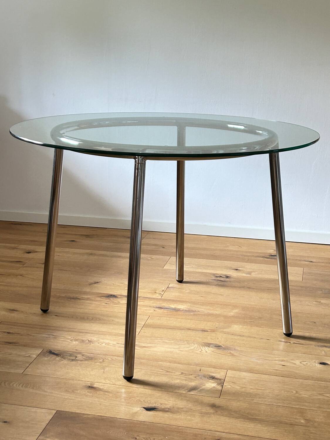 Table à manger vintage en verre chromé ikea