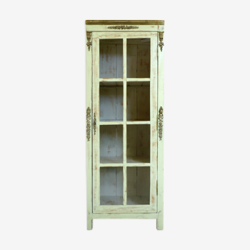 Former almond green patinated window cabinet