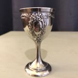 Coquetier Napoleon III solid silver poiçon Minerve with monogram L.M