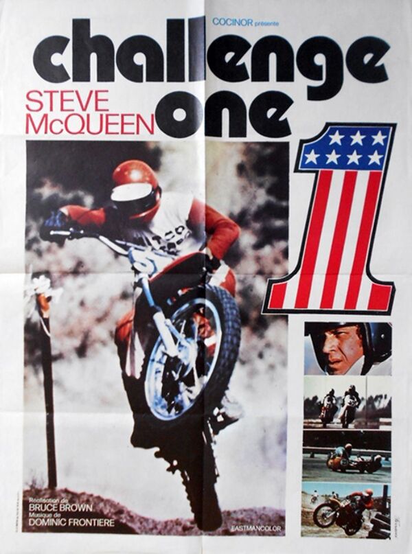 Affiche originale de 1972 challenge one ste mcqueen on any sunday moto cross course moto