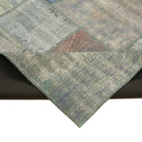 Handwoven turkish contemporary 204 cm x 304 cm grey patchwork carpet