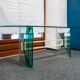Table in crystal, mirror and licked brass, Italy 1970s