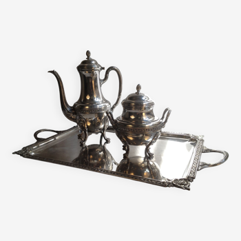 Tea set in silver metal, Louis XVI style