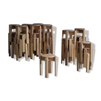 Set of 20 lacquered beech stools 1960