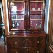 English mahogany library chest of drawers, in Empire or Restoration style.