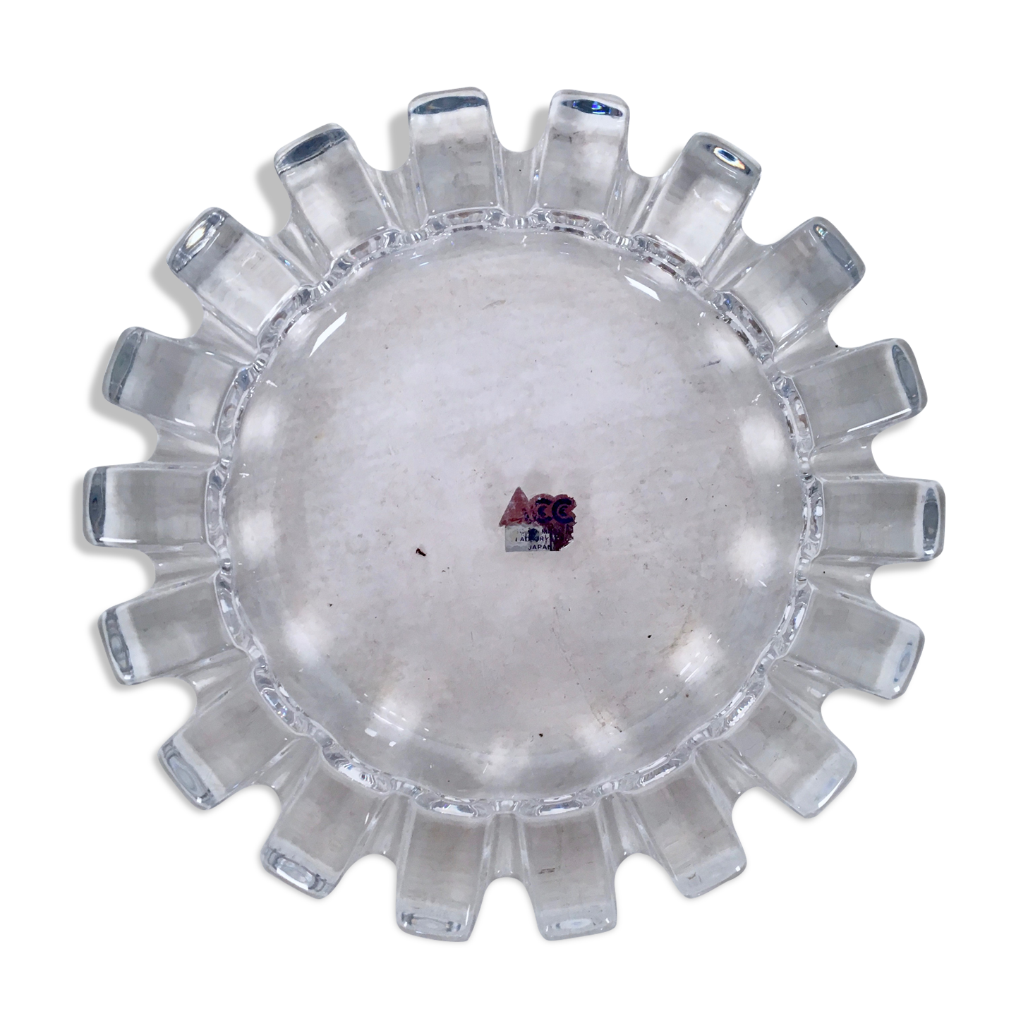 Large Brutalist Lead Crystal Ashtray / Bowl, Japan, c.1950.