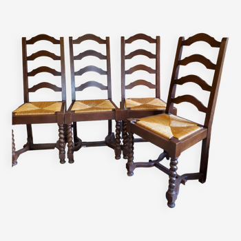 Set of 4 dining chairs Louis XIII style