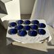 Set of 12 vintage blue ceramic plates D23