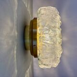 Vintage globe wall or ceiling light in transparent molded glass