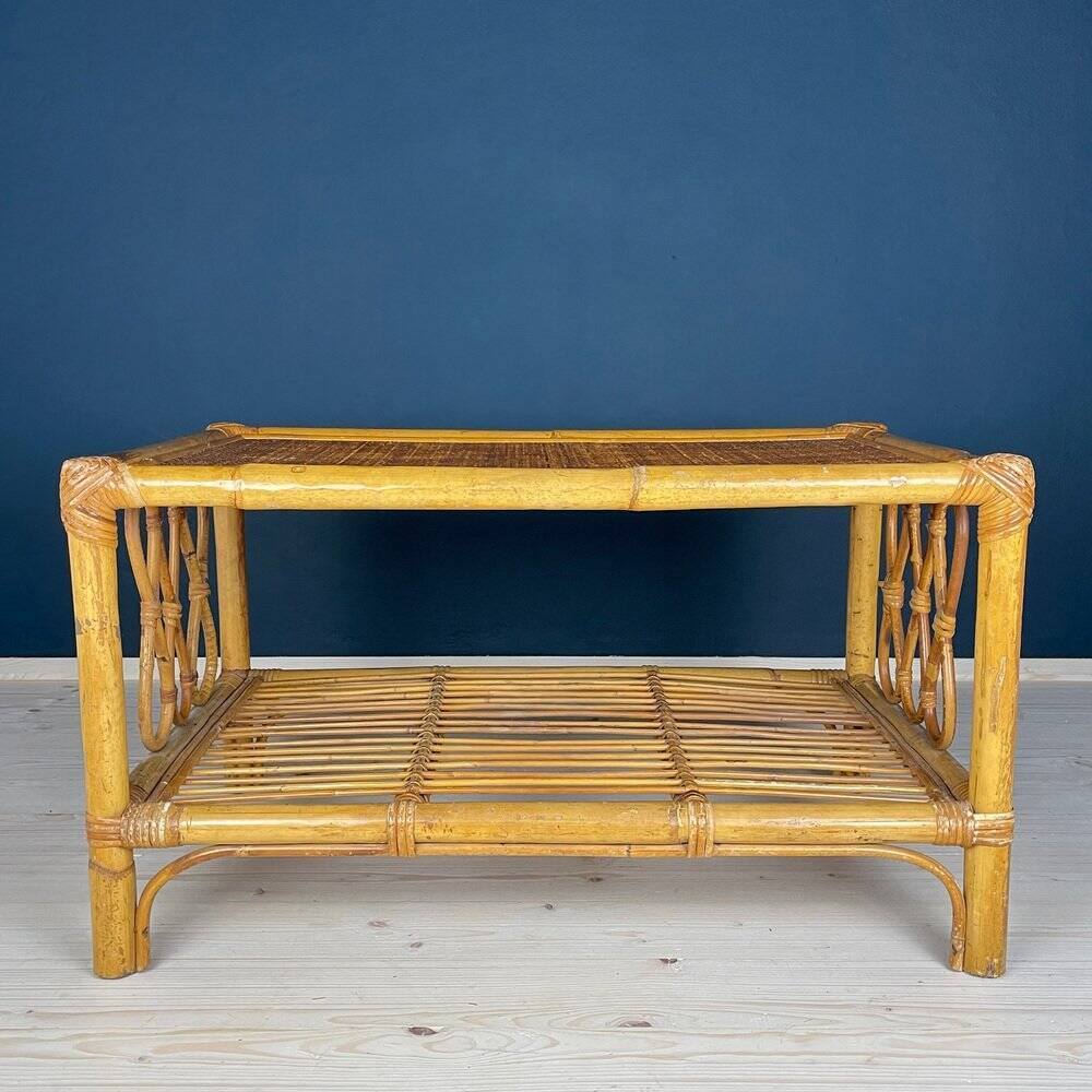 Vintage bamboo coffee table, Italy, 1970s