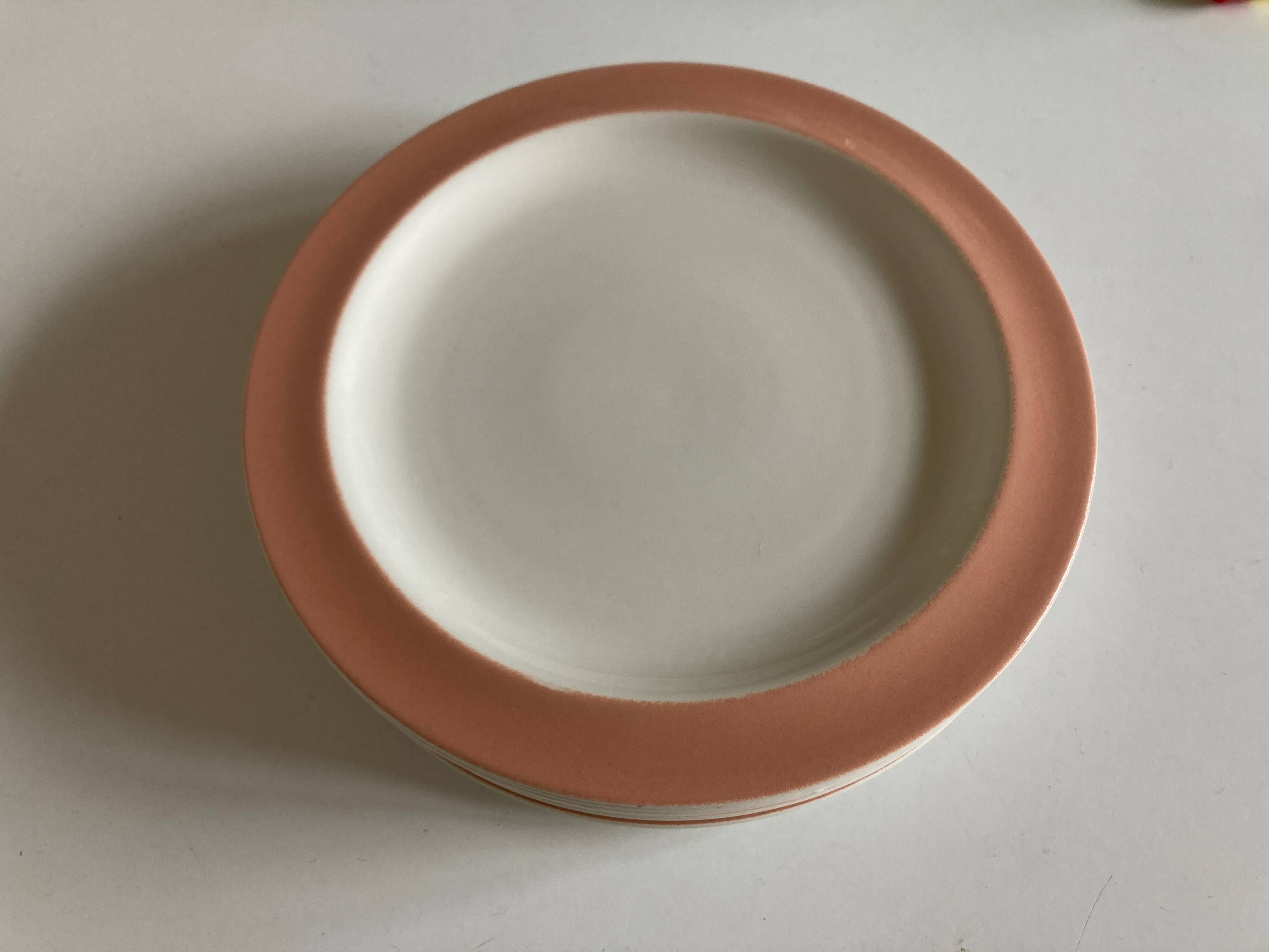 Set of 6 flat plates 1958 mid century Boch Frères Keralux Belgium