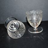 Set of 2 lulli crystal liqueur glasses signed baccarat art déco arabesque