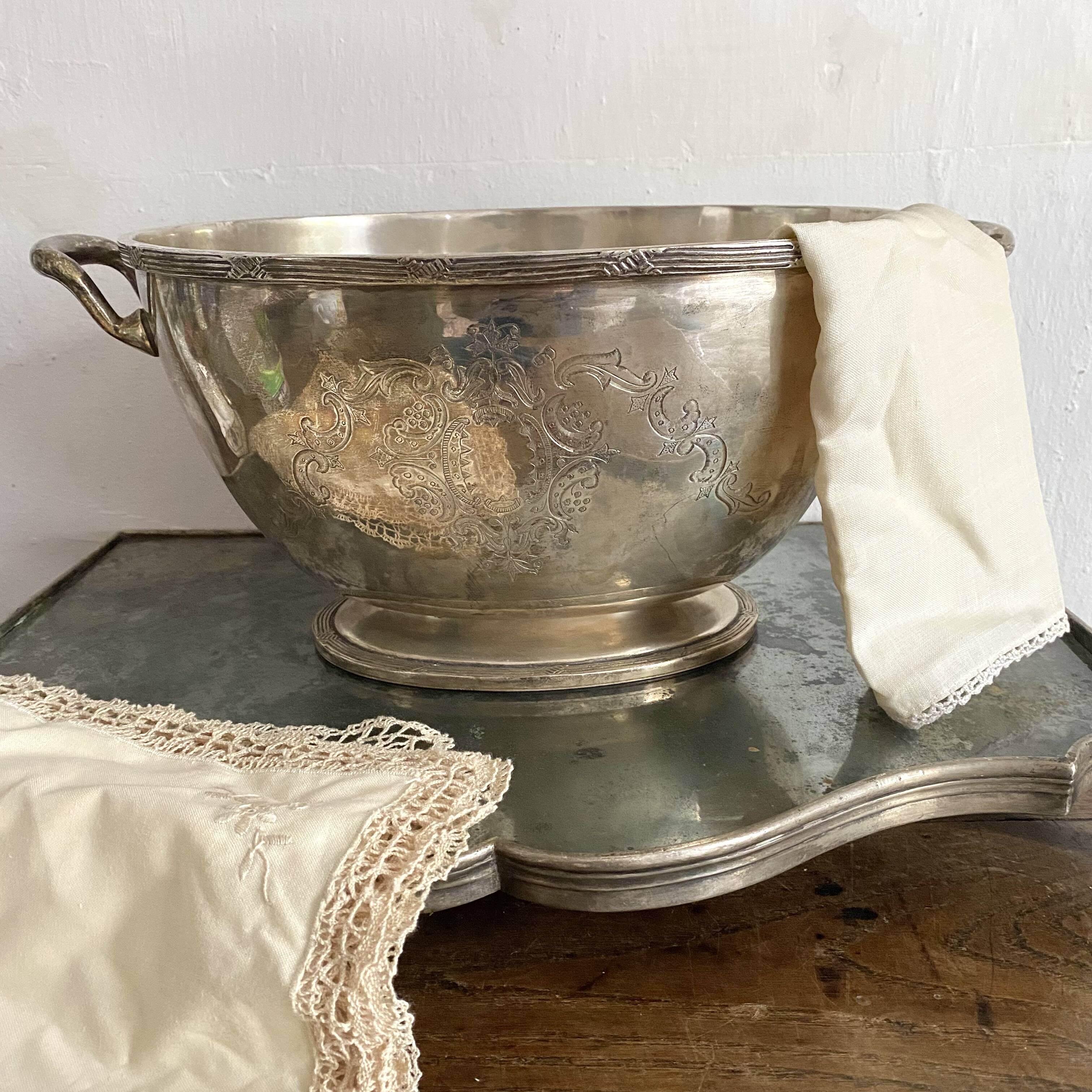 Champagne bucket, engraved silver cooler
