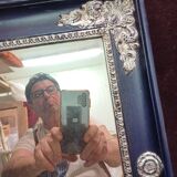 small antique silver patinated mirror