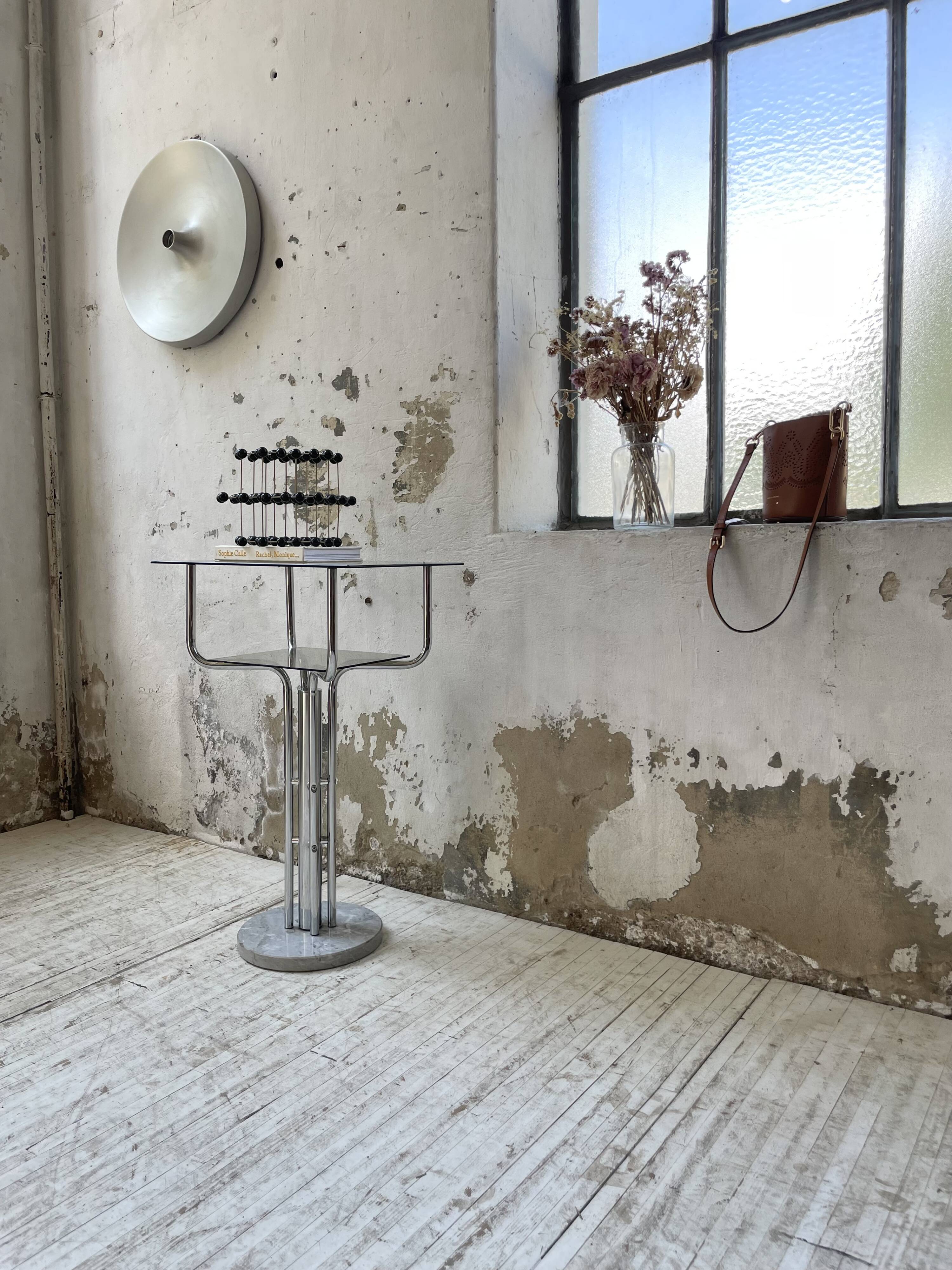 80s glass and marble console