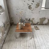 Modernist walnut and chrome coffee table