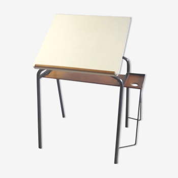 Bureau, table à dessin en bois et métal années 60/70