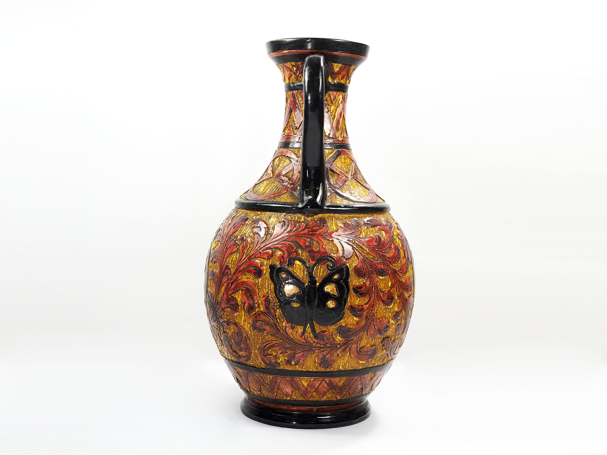 Mid-Century Carved and Glazed Italian Pottery Vase