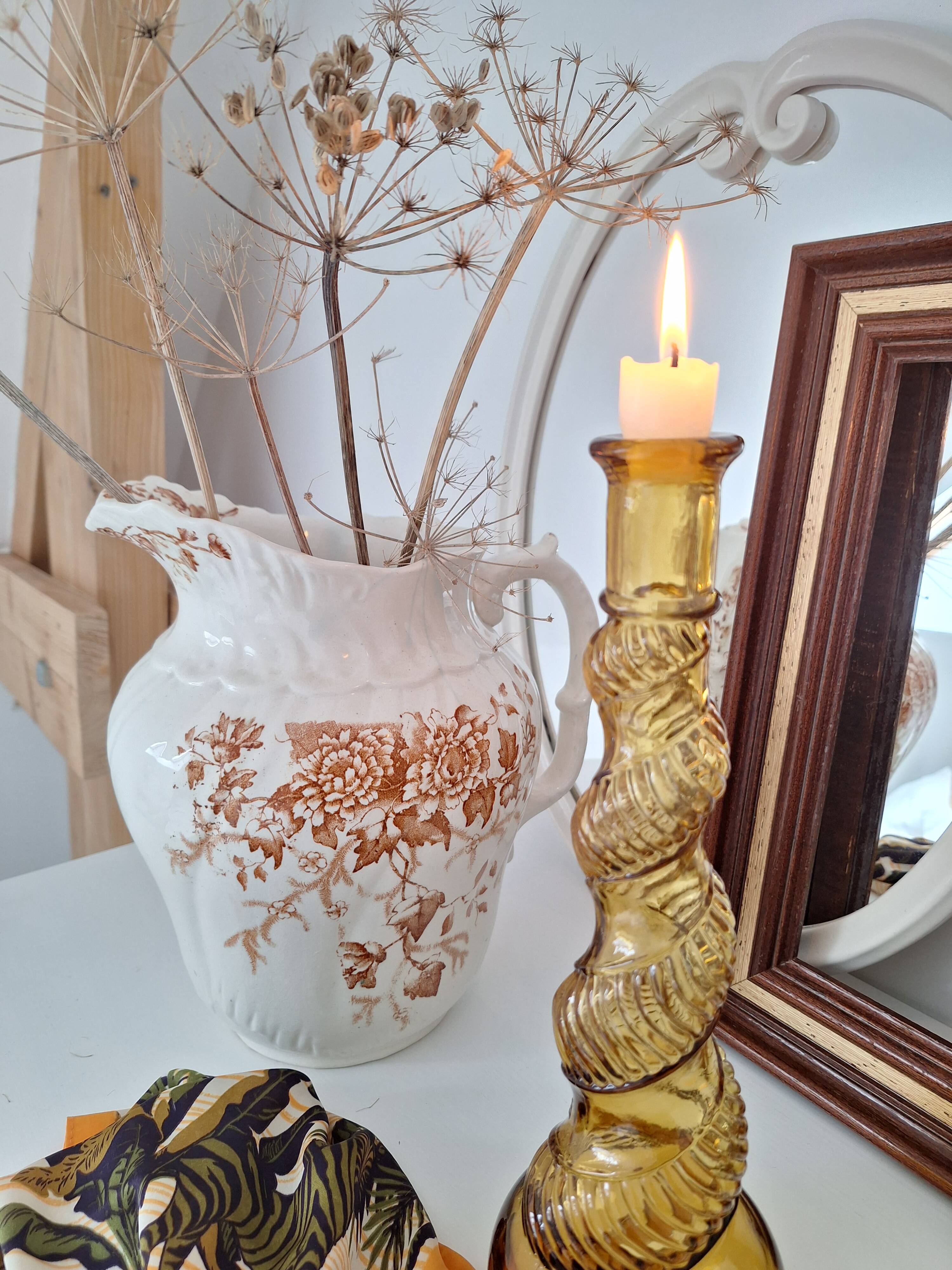 Vintage amber candle holder