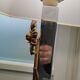 Lampe ancienne vintage métal chromé et bronze doré