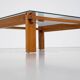 Table basse carrée en chêne et verre, Italie 1970