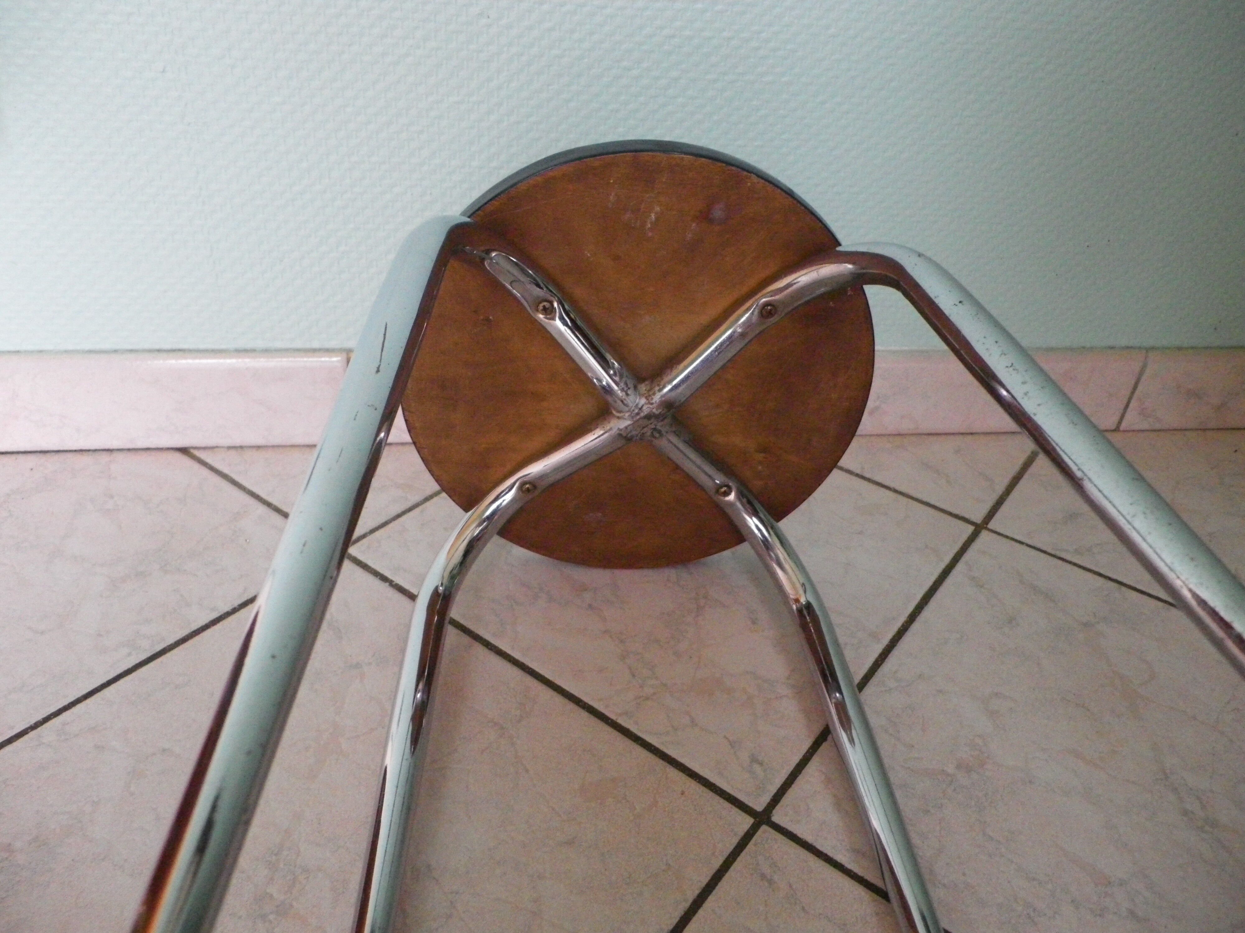 Vintage stool, formica and chrome feet, 60s