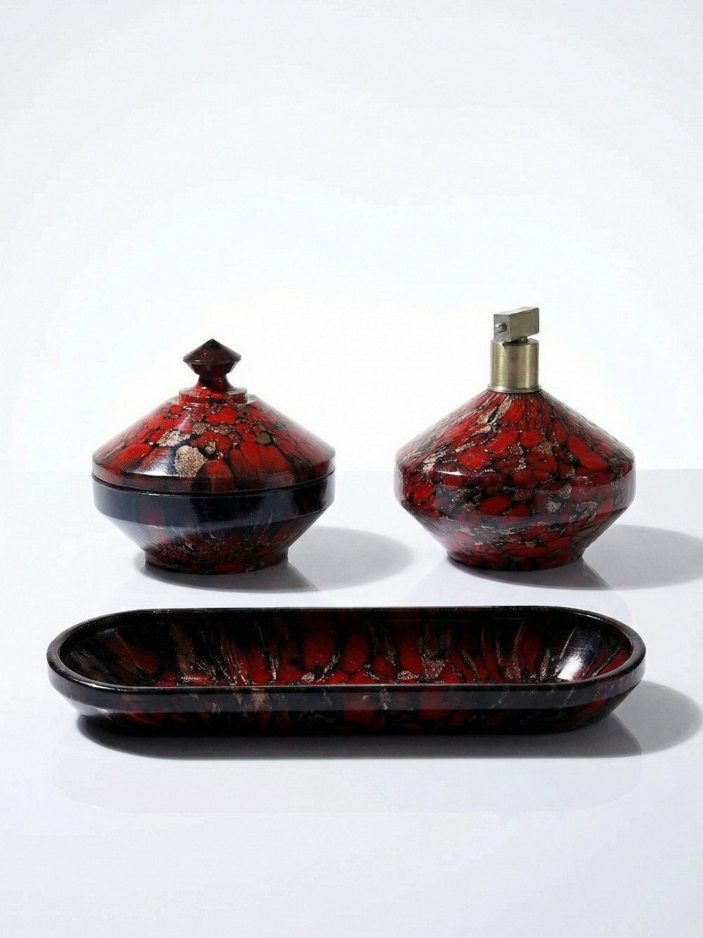 Vintage set from the 50s-60s by Vincenzo Nason, Murano aventurine glass collection.