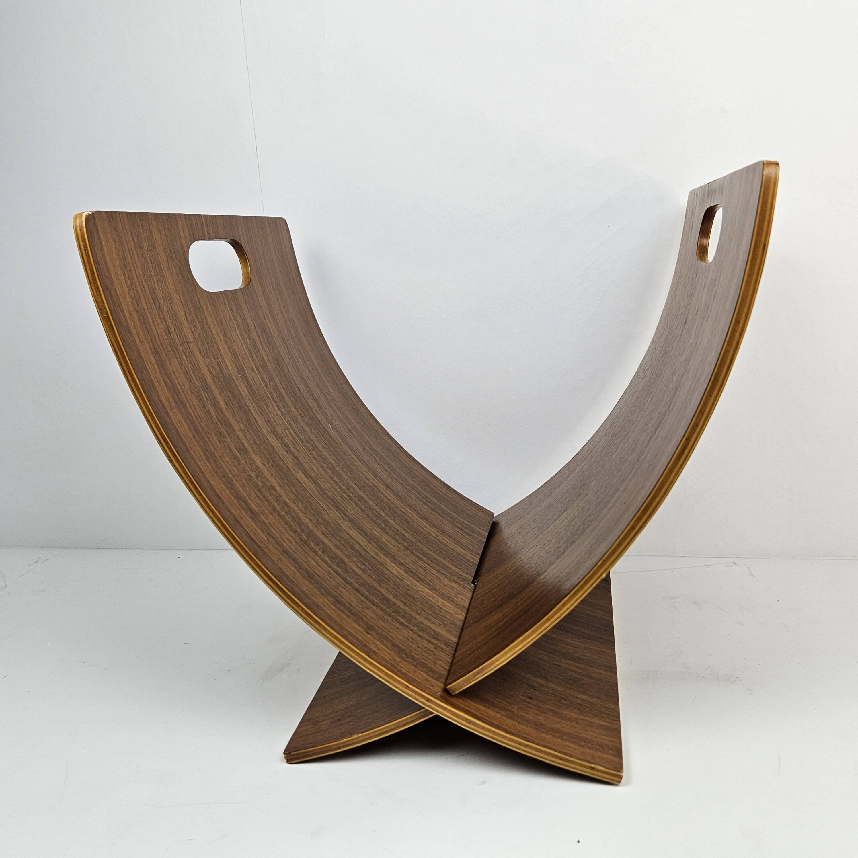 Scandinavian Magazine Rack in Teak Veneered Plywood, 1970's