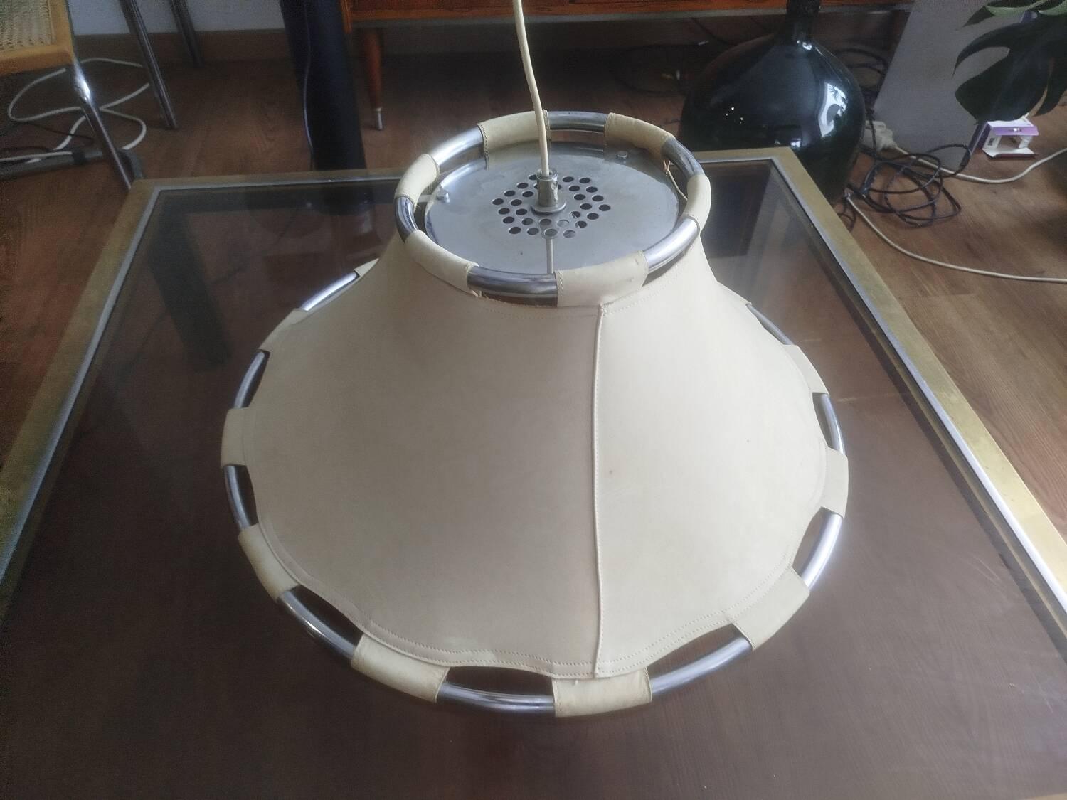 Scandinavian leather pendant light – Anna Ehrner for Ateljé Lyktan – vinta