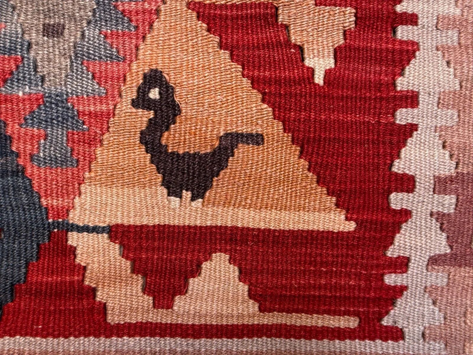 Vintage Turkish mini kilim 65x70 cm wool small Square kelim 2567