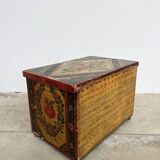 Coffre Populaire Peint Vintage Pin Massif – Art Folk Alsacien