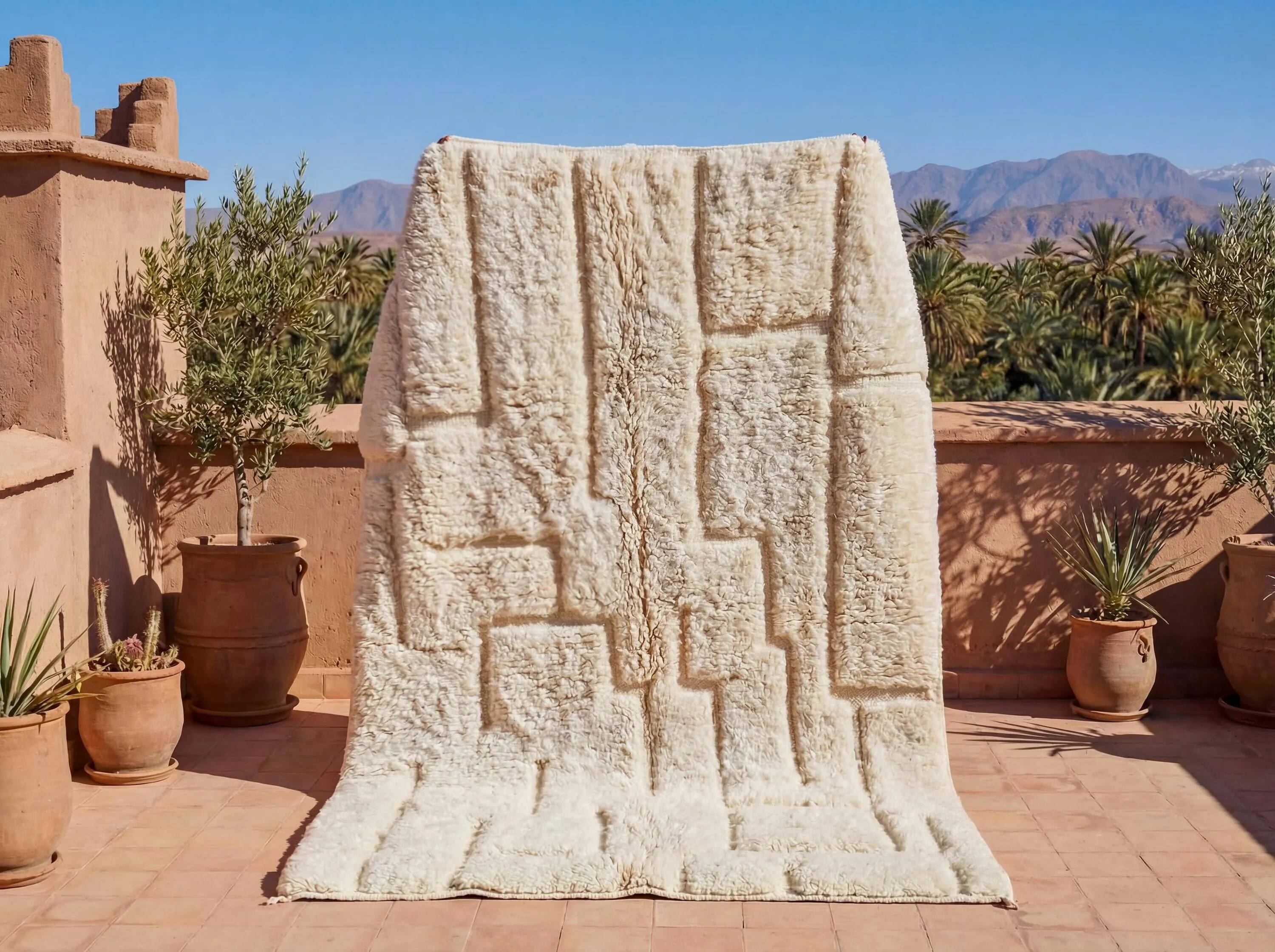 Moroccan handwoven wool rug, 250x150 cm, traditional style.