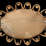 Oval rattan mirror from the 1950s France
