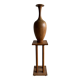 Tall Sculptural Solid Wood Vase, Natural Brown Finish, Minimalist Turned Art Object, 73.5 cm
