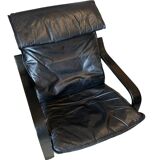 Black leather relax armchair from the 70s